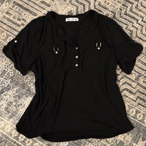 Madison Black Blouse with Gold Accents